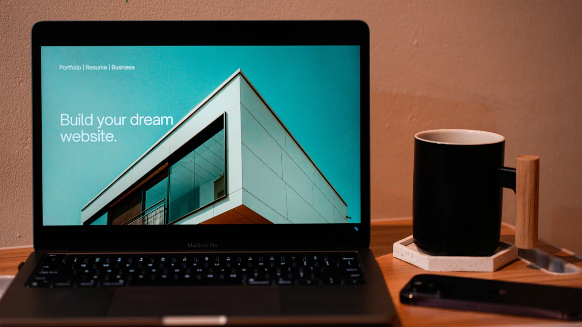 Laptop on a desk showing a modern business website