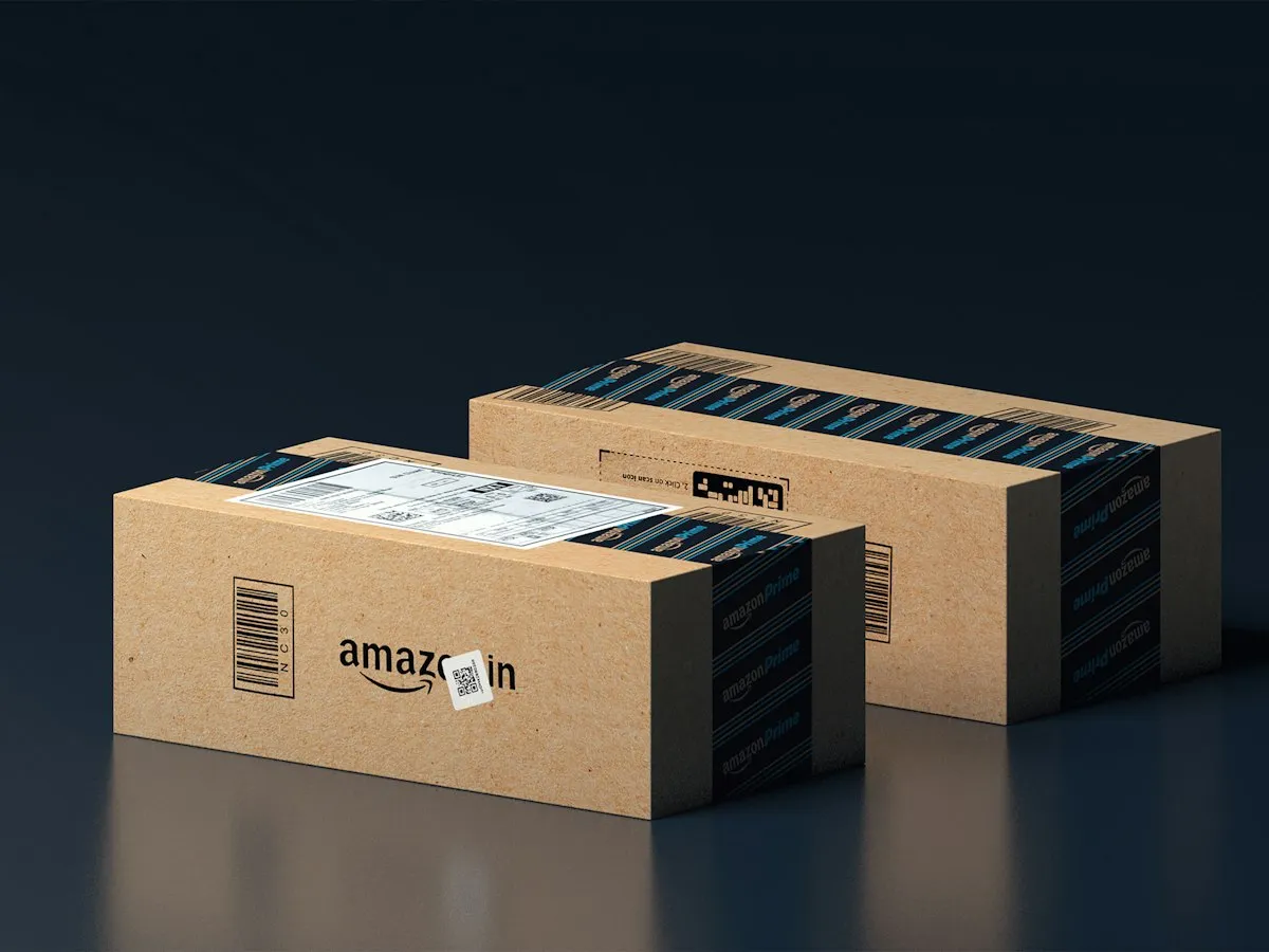 Two marketplace shipping boxes ready for delivery