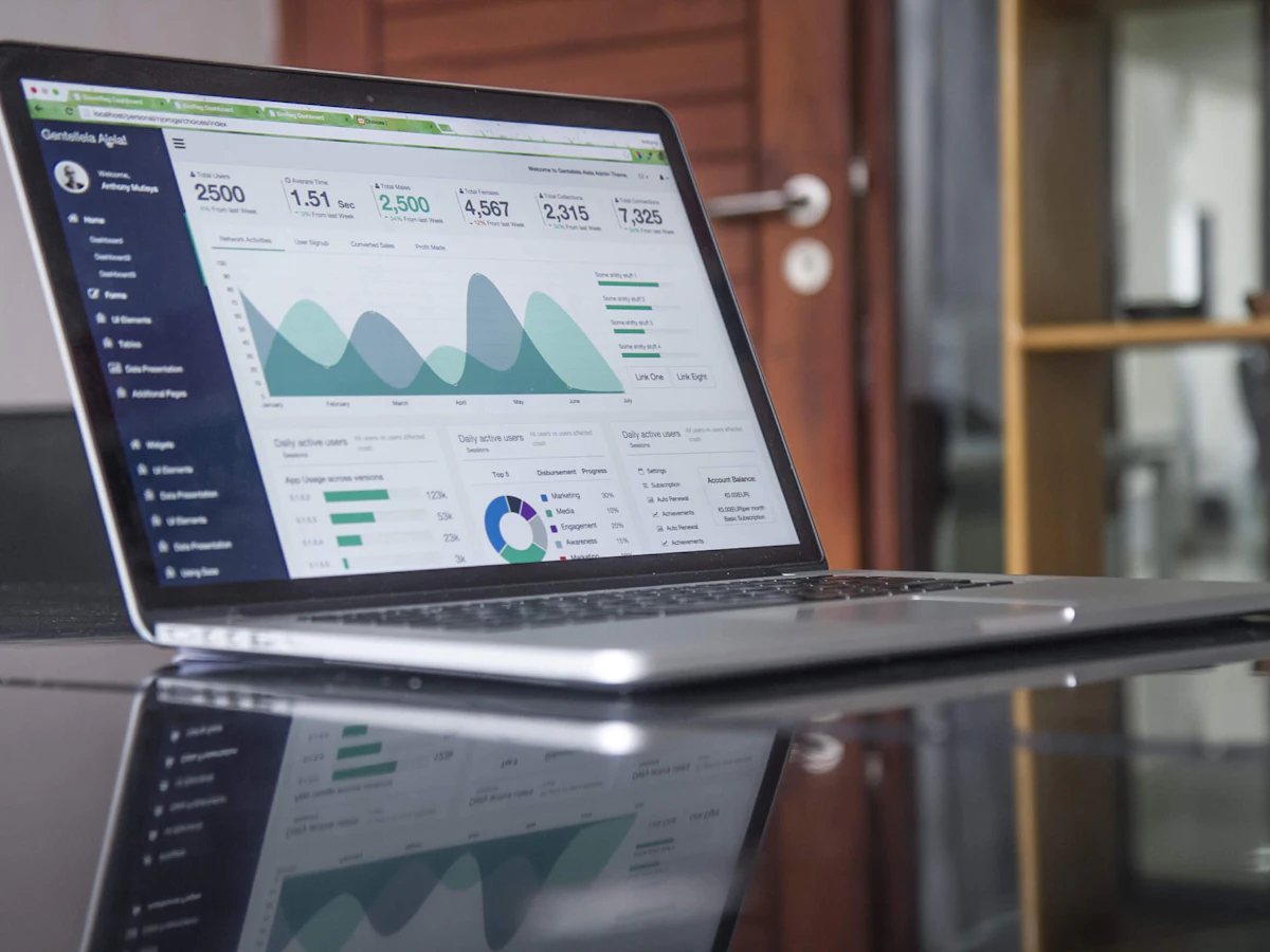 Laptop showing a marketing analytics dashboard